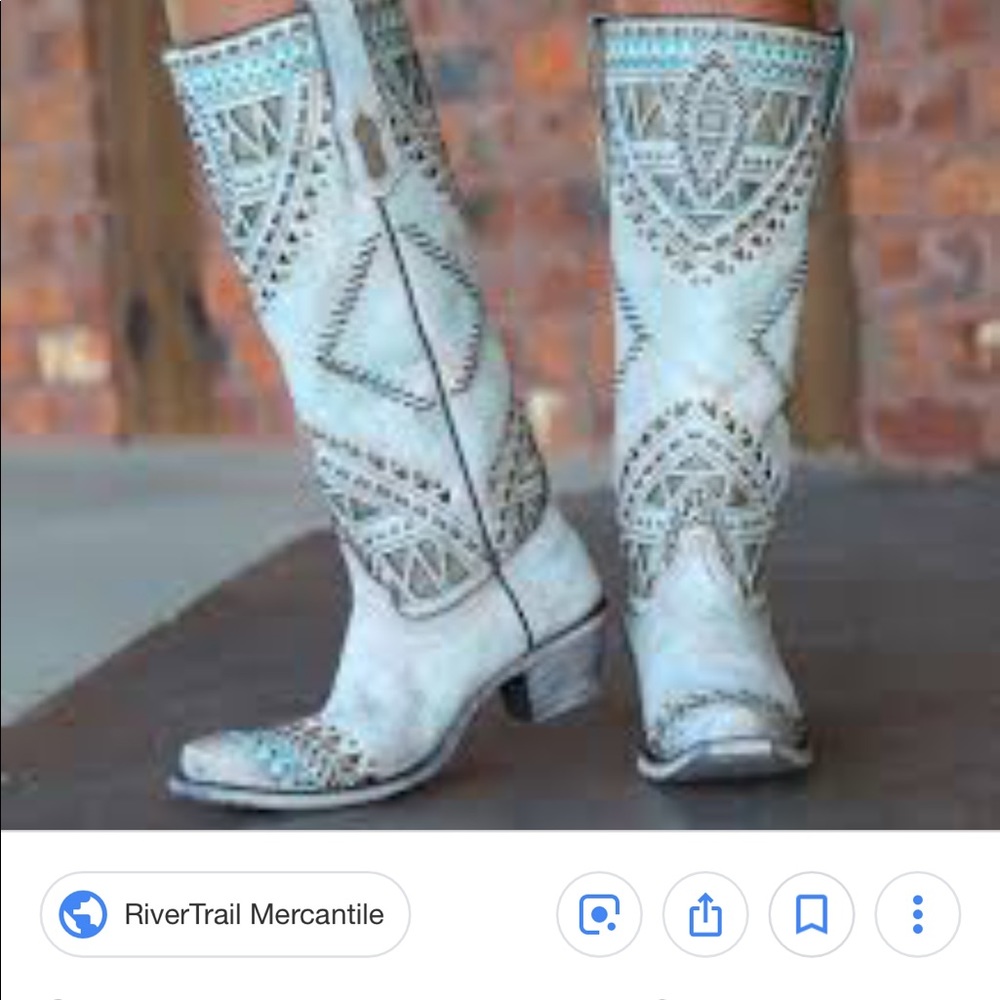 Corral Bone Turquoise Stud Inlay Boots